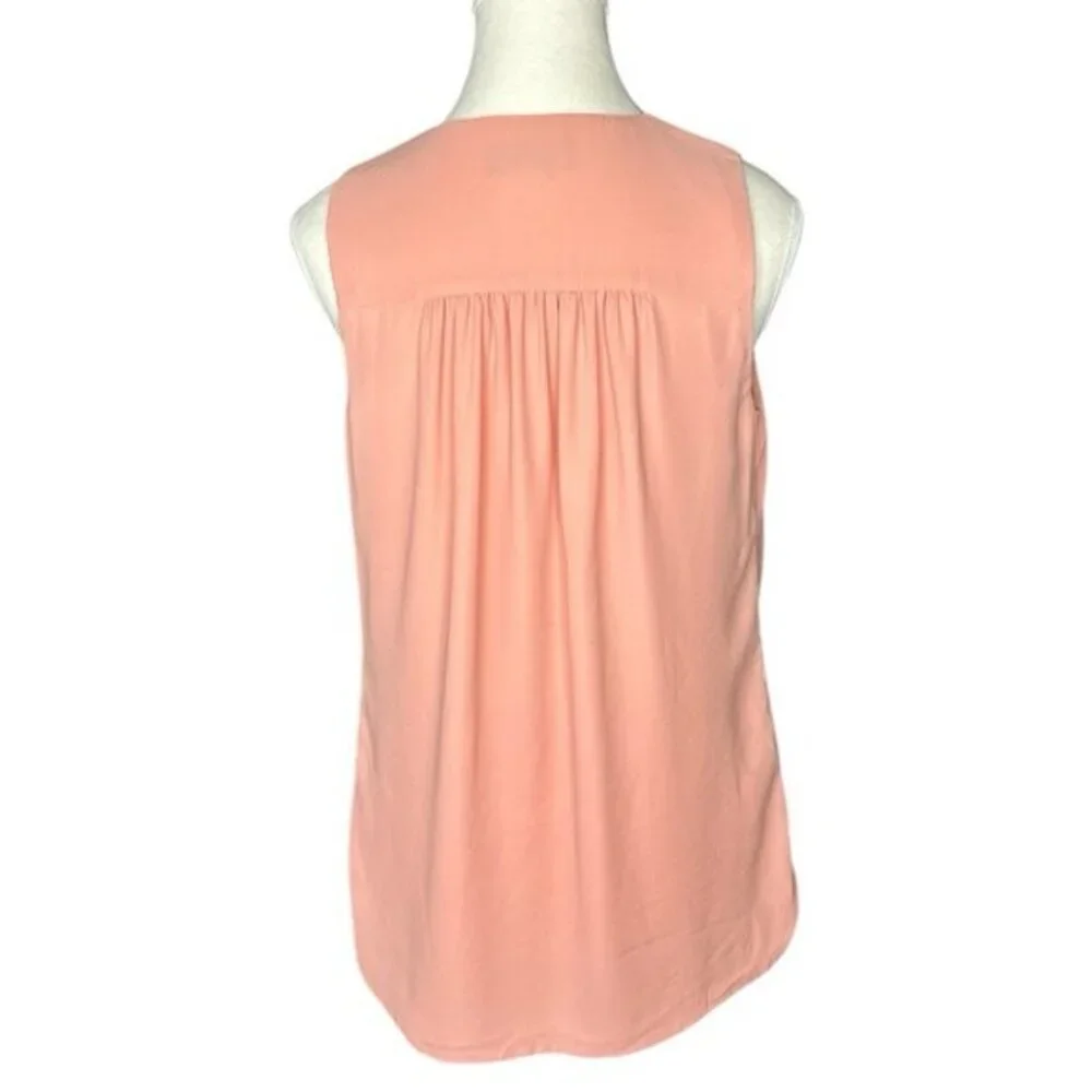 Fifteen Twenty Womens Peach V-Neck Front Tie Sleeveless Blouse XS 1F25053 USA‎ - Picture 4 of 12